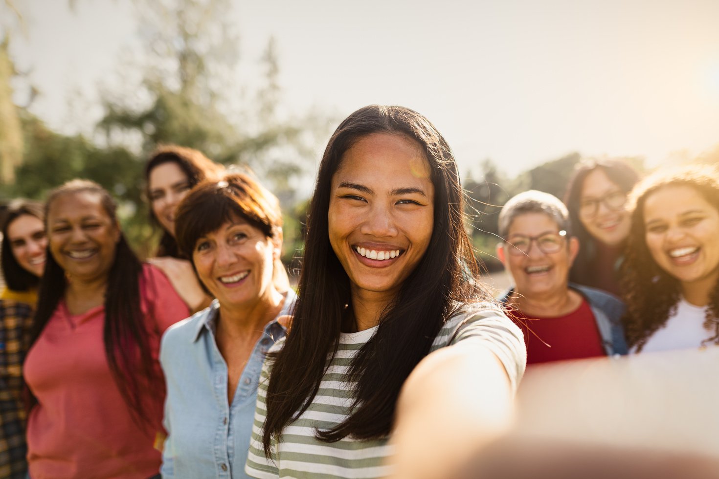 Happy multigenerational group of women with different ethnicitie